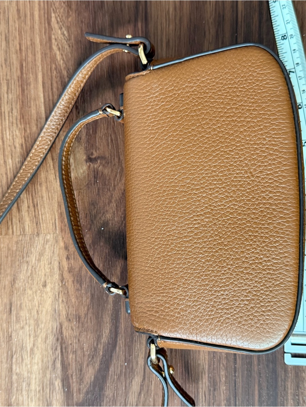Tory Burch Cognac Pebbled Leather Crossbody with Gold Logo - Picture 3 of 8